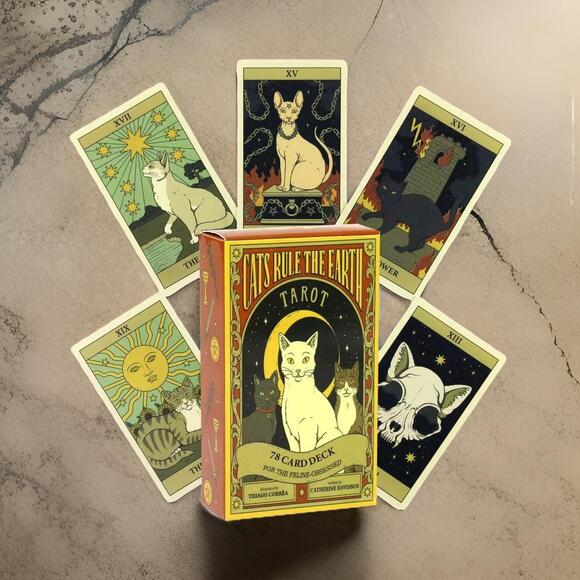 New Cats Rule The Earth Tarot Cards Deck for Beginners Oracle Witch Wicca Zodiac - Picture 1 of 4